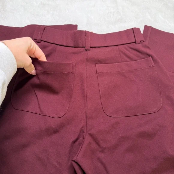 OGL Ponte-De-Roma High Rise Wide Leg Trousers Dark Berry XS - Picture 3 of 7